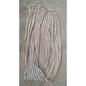 Charming Charlie infinity scarf gauzy brown silver metallic accents 12 x 70"